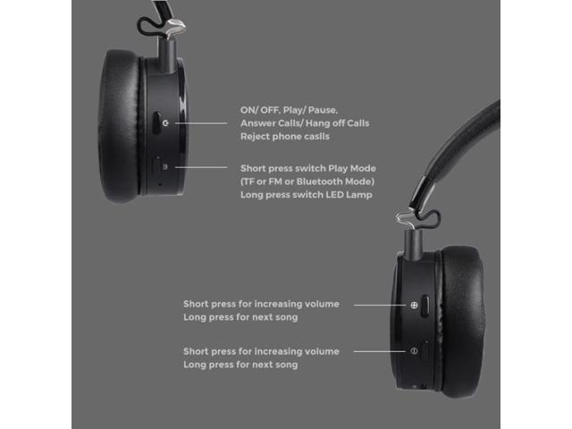 Kingkong Bluetooth Wireless RGB Luminous Gaming Headset with Mic Support TF/FM Radio