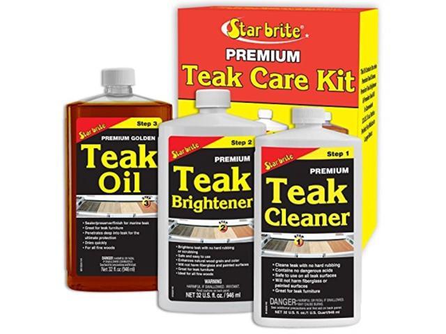 Star Brite Premium Teak Care Kit - 3 Easy-to-use 32 Oz Products to Restore Beautify & Protect Marine Teak