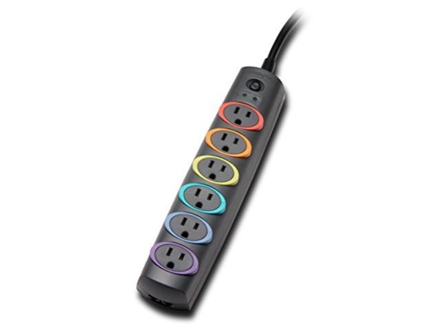 Kensington SmartSockets 6-Outlet 8-Foot Cord & 1260 Joules Premium Surge Protector (K62144NA)