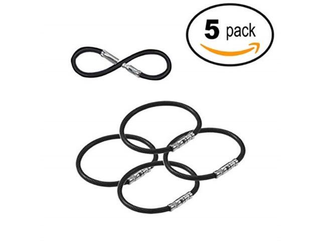 Lucky Line 5 Twisty Lock Key Ring Flexible Nylon Coated Steel Wire Loop Corrosion-Resistant and Durable Black 5 Pack (8112005)
