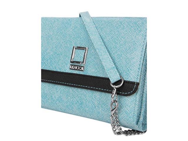 Lencca Nikina Vegan Leather crossbody Smartphone clutch Wallet Purse with Removable chain Shoulder Strap - Sky Blue (811076026425 Electronics Computers Handheld Devices Pdas) photo