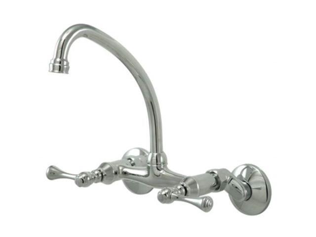 Kingston Brass Kingston 6-Inch Adjustable Center Wall Mount Kitchen Faucet, Polished Chrome