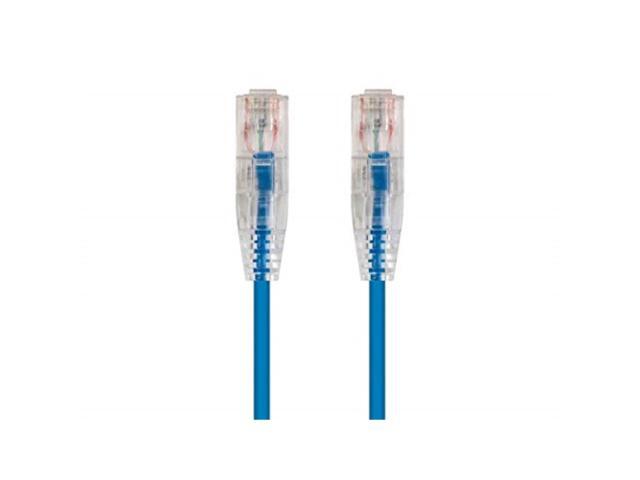 Monoprice Cat6 Ethernet Patch Cable - 14 feet - Blue Snagless RJ45 Stranded 550MHz UTP CMR Riser Rated Pure Bare Copper Wire 28AWG - SlimRun Series