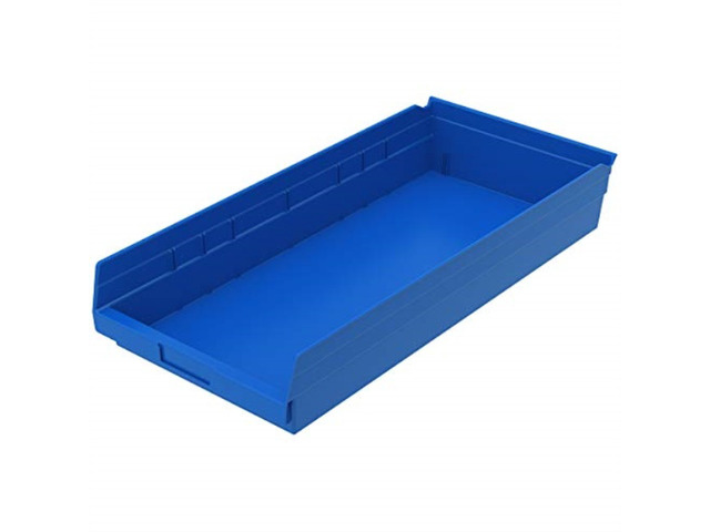 AKRO-MILS 30174BLUE Blue Shelf Bin, 23-5/8'L x 11-1/8'W x 4'H, Inside Width: 10