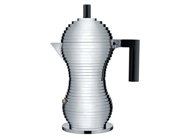 Alessi MDL02/6 B'Pulcina' Stove Top Espresso 6 cup coffee Maker in Aluminum casting Handle And Knob in Pa, Black photo