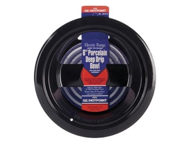 Stanco Deep Reflector Bowl Fits Ge / Hotpoint Ranges Black Porcelain On Steel Chrome 6 In. 1000 Deg photo