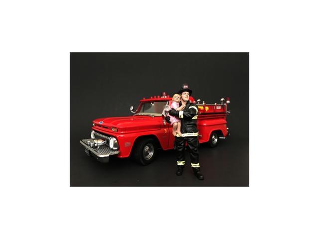 Firefighter Saving Life with Baby Figurine / Figure For 1:18 Models by American Diorama