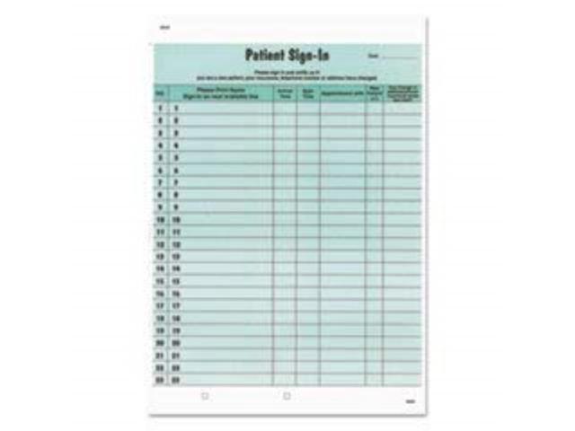 Green Confidential Patient Sign-In Label Forms, 8-1/2' x 11', 23 Peel Off Adhesive Sign In Lines (125 Forms per Pack)