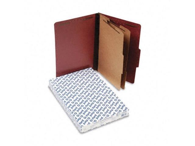 Pendaflex Six-Section Pressboard Folders Legal 2/5 Tab Red 10/Box 2257R