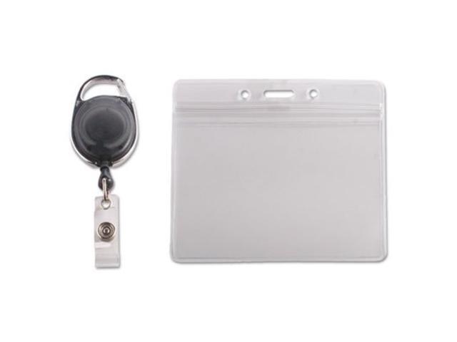 Advantus Badge Reel Holder Combo Pack - Horizontal - Vinyl - 10 / Pack - Black/Clear AVT91130