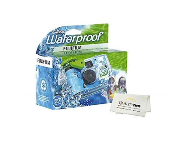 fujifilm quick snap waterproof 27 exposures 35mm camera 800 film, 1 pack + quality photo microfiber cloth 1 pack