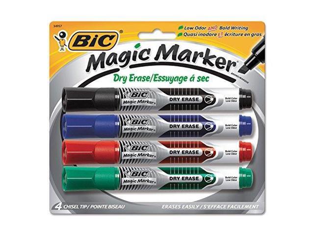 BIC Low Odor & Bold Writing Dry Erase Marker Chisel Tip 4/Pack GELITP41AST