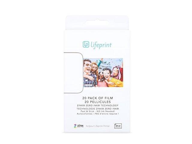 lifeprint 20 pack of film for lifeprint augmented reality photo and video printer. 3x4.5 zero ink sticky backed film ph30