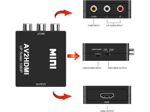 DIGITNOW RCA to HDMI, AV to HDMI Converter, 1080P Mini RCA Composite CVBS AV to HDMI Video Audio Converter, with USB Power Cable for PC Laptop Xbox...