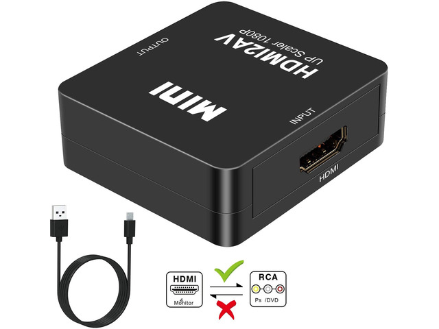 HDMI to RCA, DIGITNOW 1080P Mini HDMI to Analogue AV 3RCA CVBS Composite HD Video Audio Converter Adpter Supports PAL/NTSC with USB Charge Cable...