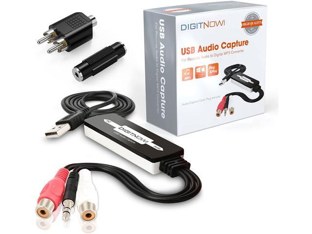 DIGITNOW USB Audio Capture Card Grabber for Vinyl Cassette Tapes to Digital MP3 Converter, Support Mac & Windows 10/8.1/8 / 7 / Vista/XP