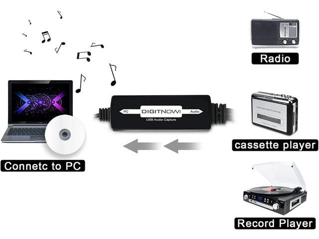 DIGITNOW USB Audio Capture Card Grabber for Vinyl Cassette Tapes to Digital MP3 Converter, Support Mac & Windows 10/8.1/8 / 7 / Vista/XP