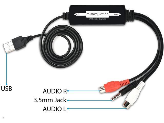 DIGITNOW USB Audio Capture Card Grabber for Vinyl Cassette Tapes to Digital MP3 Converter, Support Mac & Windows 10/8.1/8 / 7 / Vista/XP