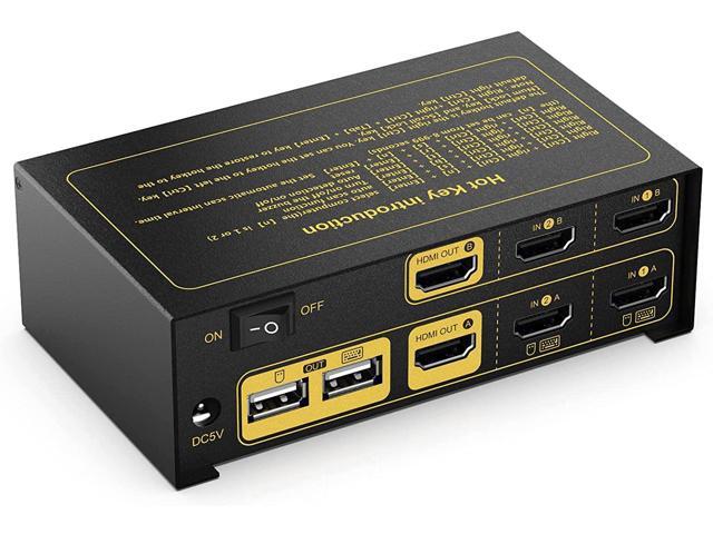 Rybozen HDMI KVM Switch 2 Port Dual Monitor Extended Display, 4K USB KVM Switch HDMI with Audio Microphone Output and USB 2.0 Hub, PC Monitor...