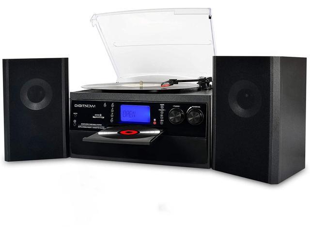DIGITNOW Bluetooth Record Player Turntable with Stereo Speaker, Cassette, Radio, Remote Control, Audio Music Player Built in Amplifier