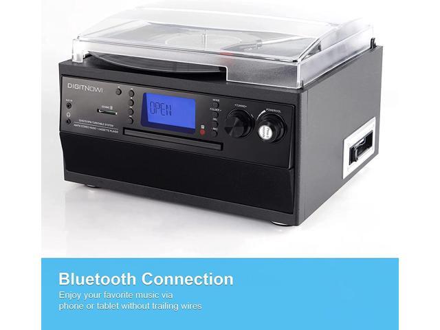 DIGITNOW Bluetooth Record Player Turntable with Stereo Speaker, Cassette, Radio, Remote Control, Audio Music Player Built in Amplifier
