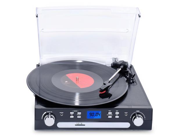 DIGITNOW Bluetooth Record Player with Stereo Speakers, with Cassette Play, AM/FM Radio, Remote Control, 3.5mm Music Output Jack