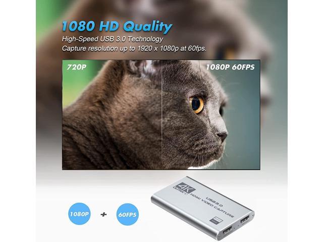 DIGITNOW 4K Audio Video Capture Card, USB 3.0 HDMI Video Capture Device, Full HD 1080P for Game Recording, Live Streaming Broadcasting-Silver