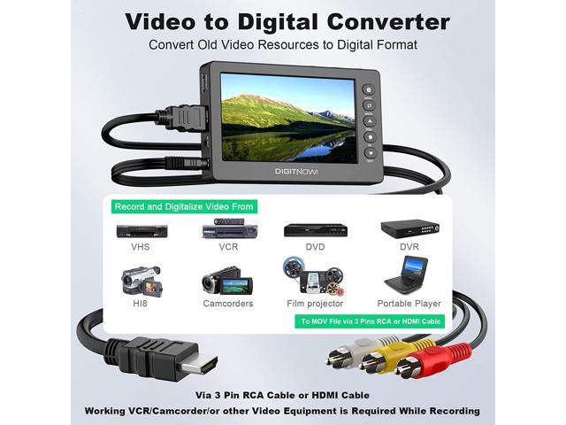 DIGITNOW HD Video Capture Box 1080P 60FPS USB 2.0 Video to Digital Converter with 5' OLED Screen, AV & HDMI Video Recorder Capture from VCR, DVD, VHS...
