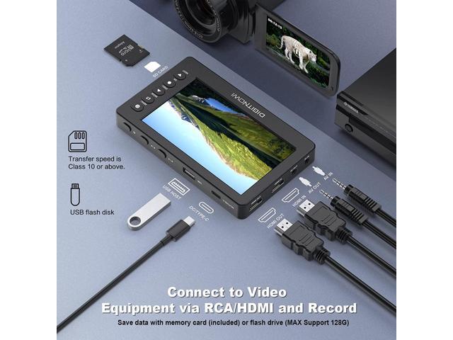 DIGITNOW HD Video Capture Box 1080P 60FPS USB 2.0 Video to Digital Converter with 5' OLED Screen, AV & HDMI Video Recorder Capture from VCR, DVD, VHS...