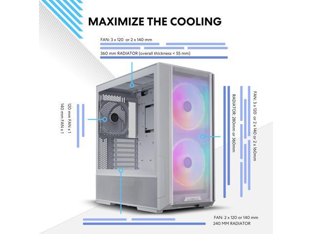 LIAN LI LANCOOL 216RW White Steel / Tempered Glass ATX Mid Tower Computer Case,2x 16 cm ARGB Fans Included --LANCOOL 216RW