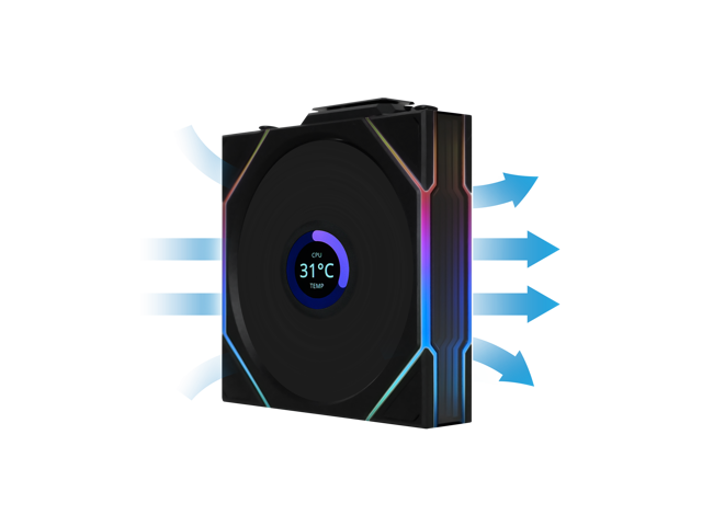 Lian Li UNI Fan TL LCD 120 Wireless - Single Pack - Controller Not Included - 2.4 GHz Wireless Control - Infinity Mirror Design - LCD Display -...