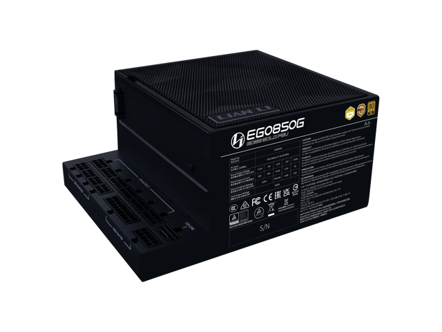 Lian Li EDGE850W Fully Modular Low-Noise ATX Power Supply - ATX 3.1 & PCIE 5.1 Compliant - Cybenetics Gold Efficiency - 12V-2x6 Cable - L-Shape...