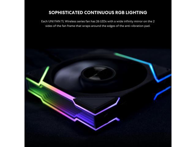Lian Li UNI Fan TL - Wireless 140 - Single Pack (Reverse Blade) - 2.4 GHz Wireless Signal ARGB Fan Control - Dual-Zone Lighting - FDB - 140mm -...