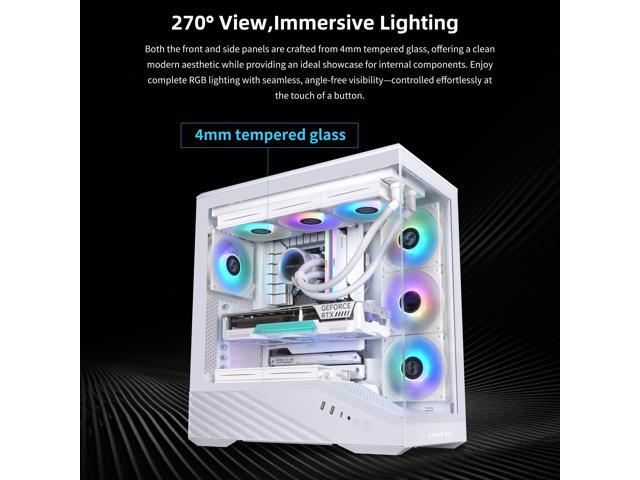 Lian Li V100 ATX Mid-Tower PC Case, LED RGB Strip, Display Platform Design with Tempered Glass, Support 420mm GPUs, 360mm Radiator, Side I/O &...