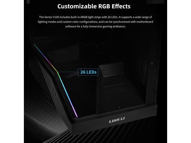 Lian Li V100 ATX Mid-Tower PC Case, LED RGB Strip, Display Platform Design with Tempered Glass, Support 420mm GPUs, 360mm Radiator, Side I/O &...