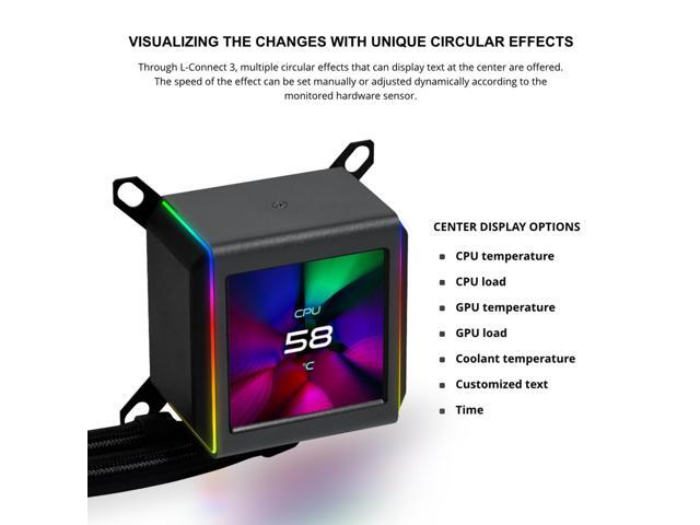 Lian-Li Galahad II LCD TL Liquid CPU Cooler 280mm AIO - 2X 140 RGB TL Wireless Fans - 2.88 IPS LCD Screen - Black (GA2ALCD28TLW)