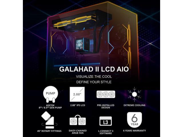 Lian-Li Galahad II LCD TL Liquid CPU Cooler 280mm AIO - 2X 140 RGB TL Wireless Fans - 2.88 IPS LCD Screen - Black (GA2ALCD28TLB)