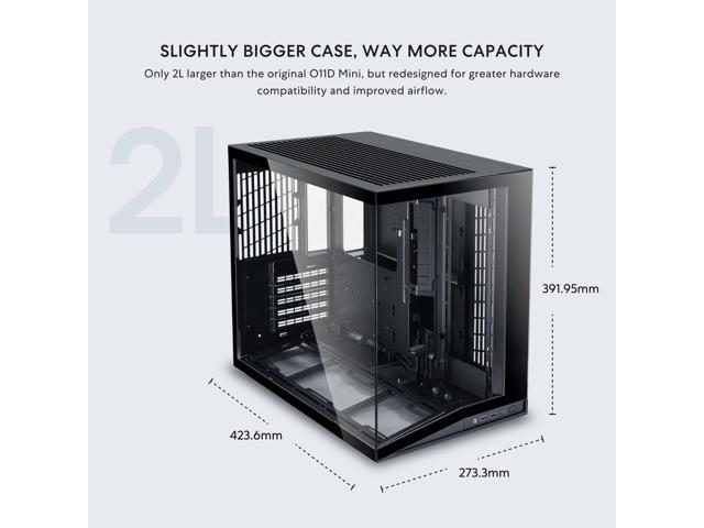 LIAN LI O11D MINI V2 Compact ATX Mid-Tower Airflow Computer Case Panoramic View Fully Ventilated Airflow Adjustable I/O Pillar-Less ...