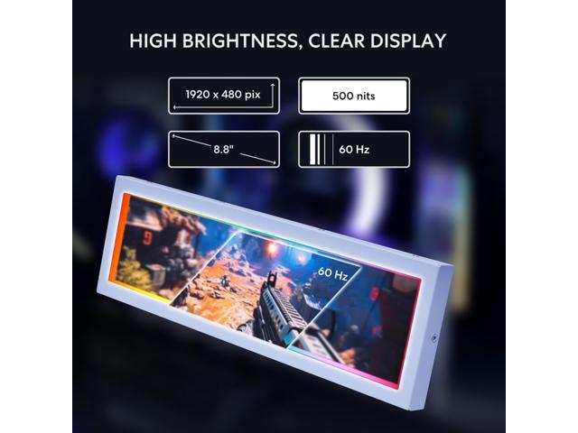 Lian Li 8.8' Universal Screen for PC - Adjustable Mounting for Any Computer Setup - Customizable ARGB Frame - PC Temperature Display Panel - LCD...