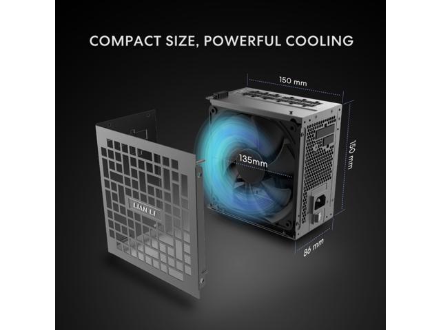 Lian Li RS 1000W Rotational Shift Fully Modular ATX Power Supply (W/o USB Fan Hub) 90° AC Inlet, Cybenetics Platinum, 80+ Gold, ATX 3.1, PCIe 5.1,...