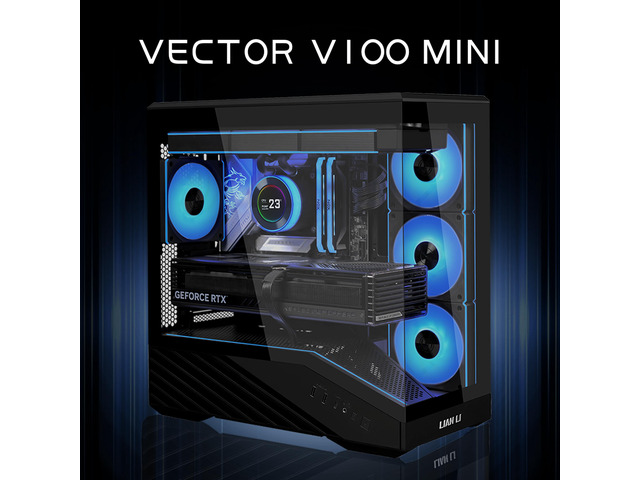 Lian Li VECTOR V100 MINI Micro Form Factor Compact PC Case, Pre-install 4 x 120mm ARGB PWM Fans, Panoramic Tempered Glass, Support Backet-Connect...