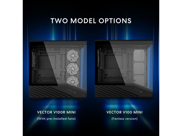 Lian Li VECTOR V100 MINI Micro Form Factor Compact PC Case, Pre-install 4 x 120mm ARGB PWM Fans, Panoramic Tempered Glass, Support Backet-Connect...