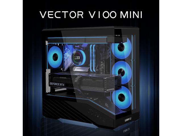 Lian Li VECTOR V100 MINI Micro Form Factor Compact PC Case, Panoramic Tempered Glass, Support Backet-Connect Micro-ATX, 415mm GPUs, 360mm Radiator,...