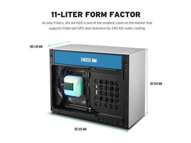 Lian Li A4-H2O Mini-ITX PC Case, Triple-Slot Mount GPU, Aluminum Exterior & SPCC Steel Interior, 240mm AIO, SFX Sandwich Layout, PCIe 5.0, Supports...