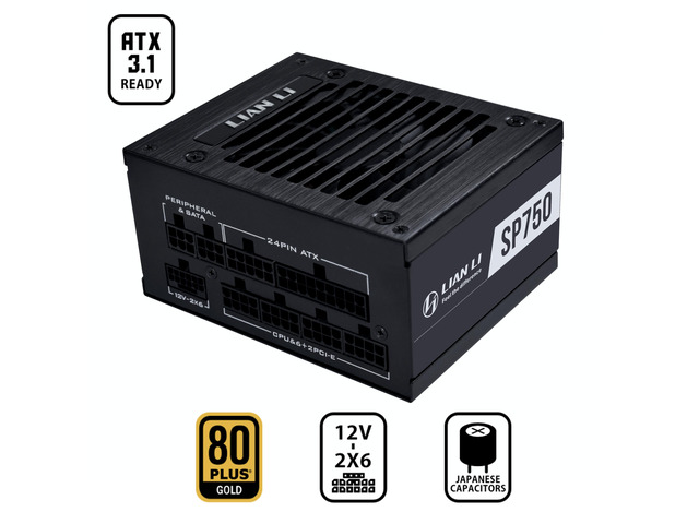 Lian Li SP750 Gold - 750 Watt SFX Form Factor Power Supply with Native 12V-2x6 Cable - Low Noise - 80 Plus Gold Efficiency - ATX 3.1 & PCIe 5.0...