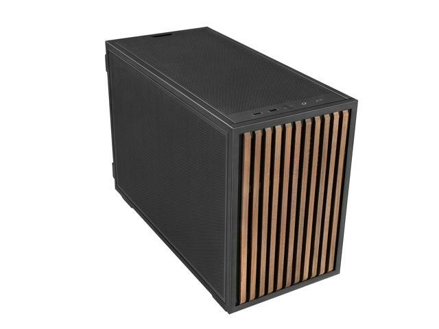 Lian Li B4-mATX 21.3L Small Form Factor PC Case, Support 358mm GPU, 360 AIO, Pre-Installed 2 x 120mm Slim Fans, Black Wood (B4X-WD) Case