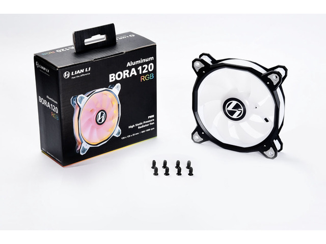 Lian Li Bora Series, 120 RGB LED, 120mm High Performance Individually Addressable RGB LED PWM Case Fan -----BORA120-1 B 1 Year Warranty