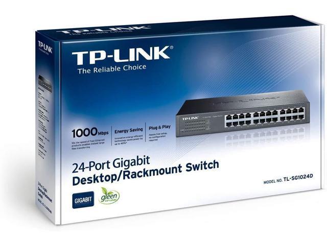 TP-Link 24-Port Gigabit Ethernet Unmanaged Switch Plug and Play Desktop/Rackmount Fanless Limited Lifetime (TL-SG1024D)