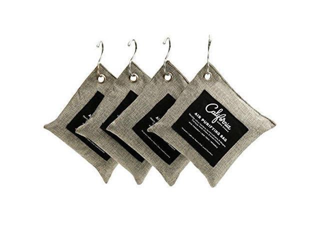 4 Pack with Hooks - 200g Activated Bamboo Deodorizer Natural, Air Purifying Bags, Dehumidifier, Odor Absorber, Odor Neutralizer for Home, Shoes,...