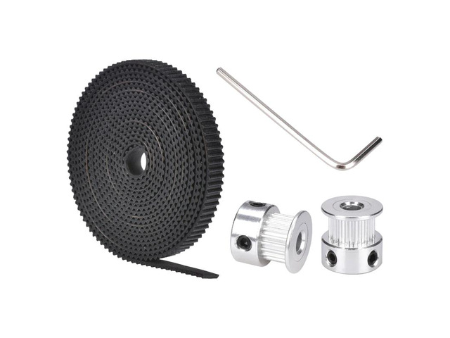 GT2 16 Teeth bore 5mm Pulley with 2m GT2-6mm Width Open timing Belt KIT For 3D Printer(4xM3 setscrews and 1xAllen Key